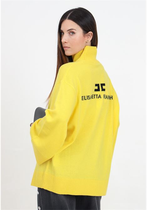 Maglione a collo alto giallo da donna con logo ELISABETTA FRANCHI | MK65S46E2CI9